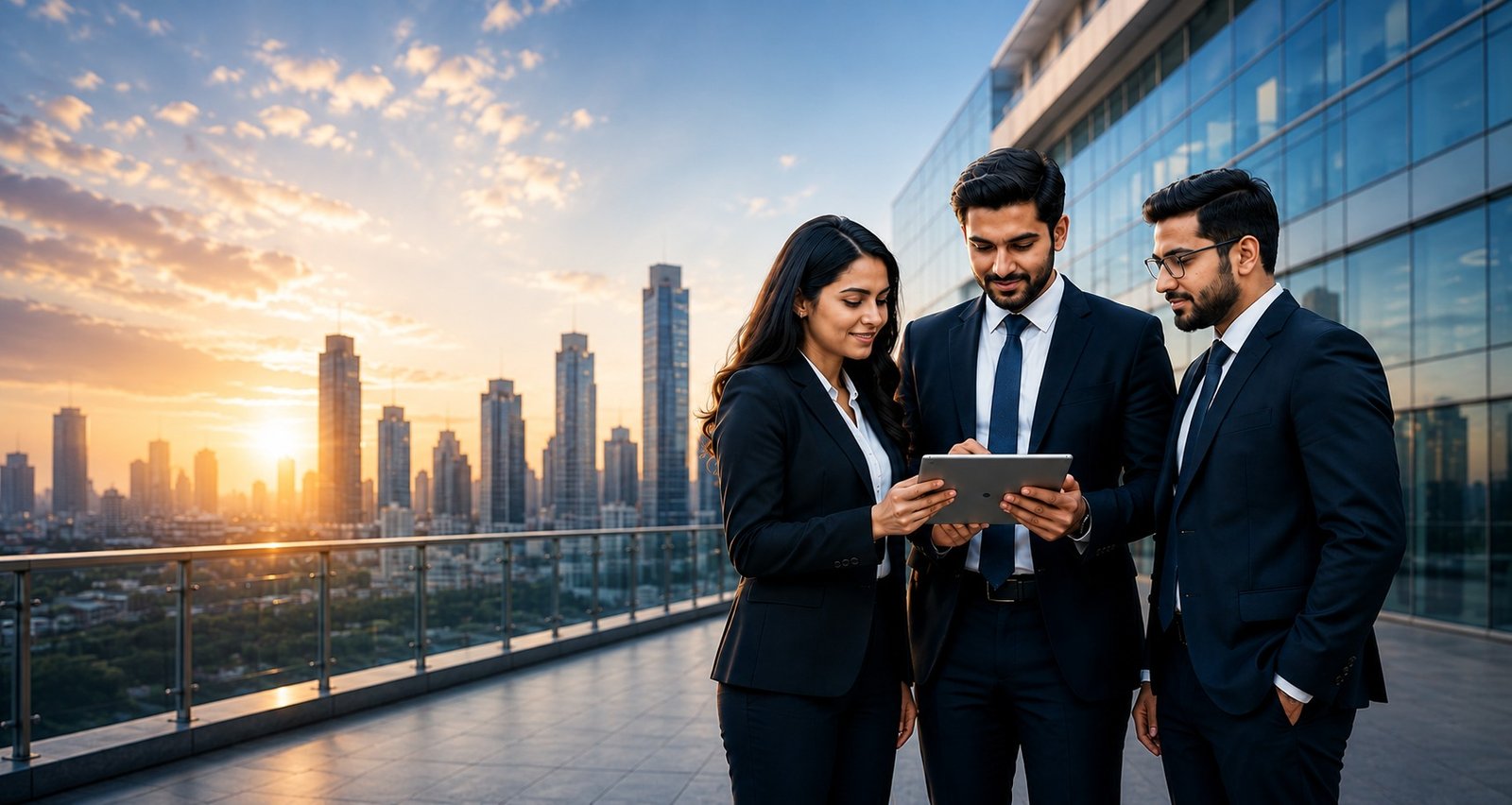 Professional business consultants reviewing growth and compliance plans